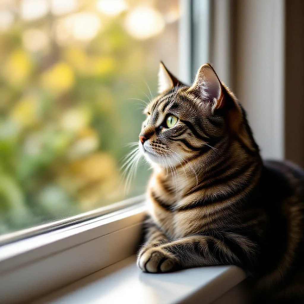Chat regardant par la fenêtre