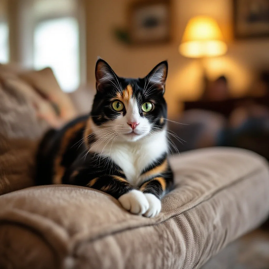 Chat observant calmement des invités