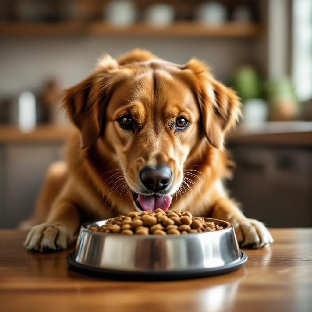 Chien mangeant sainement