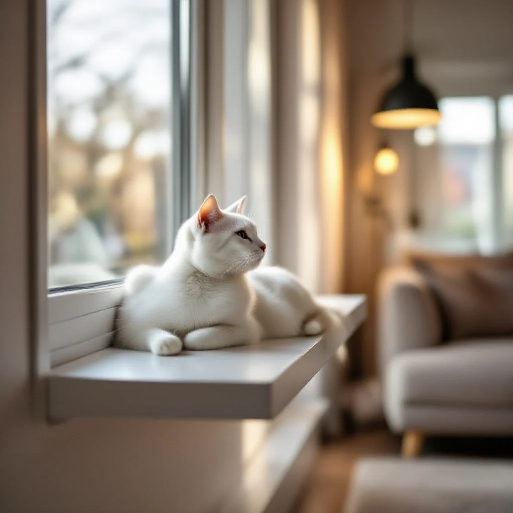 Chat sur un perchoir mural