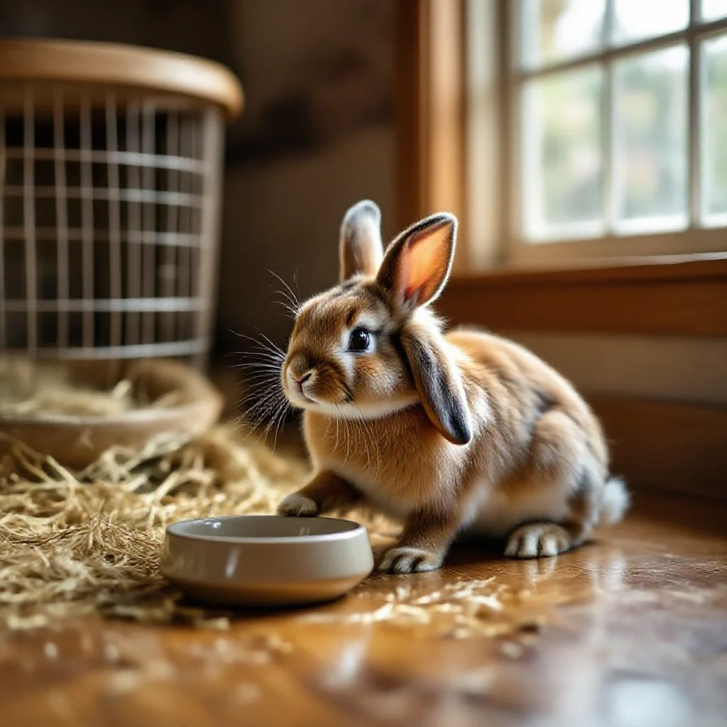 Lapin dans un enclos spacieux