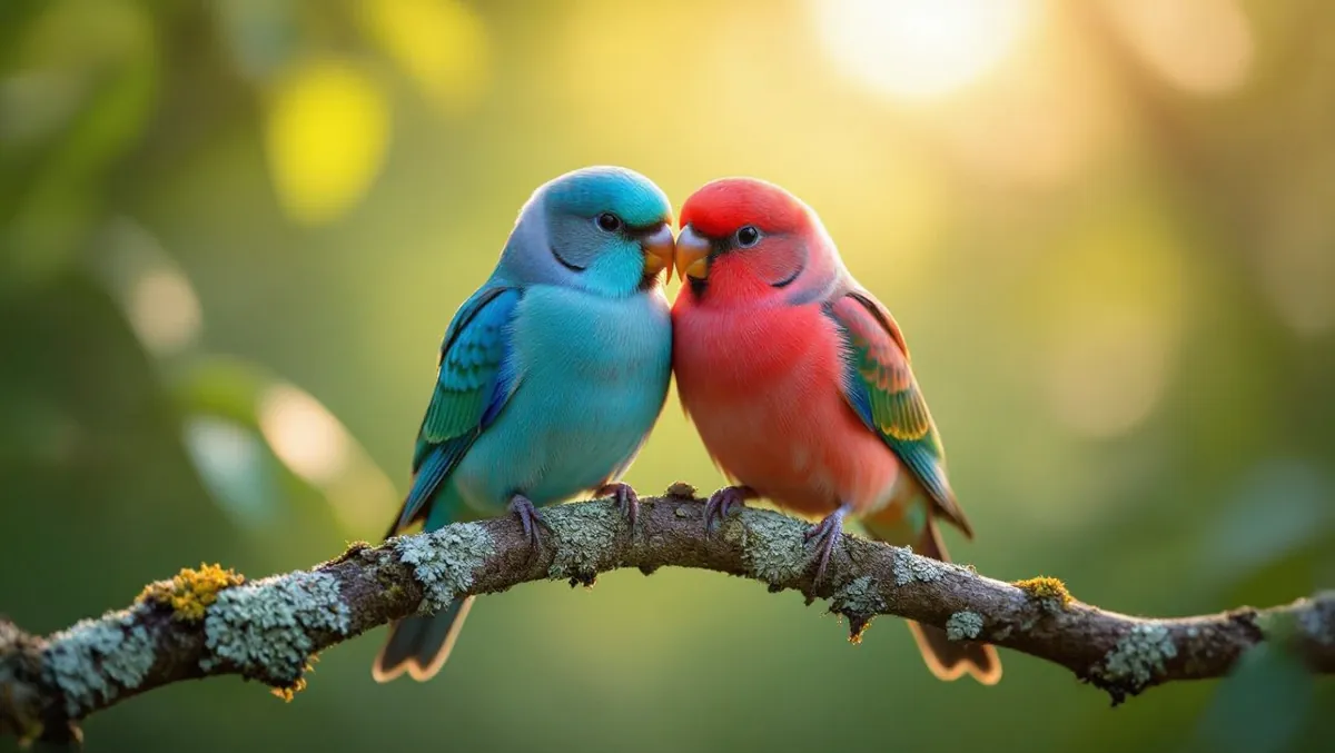 Oiseaux de compagnie : perruche, canari, perroquet heureux