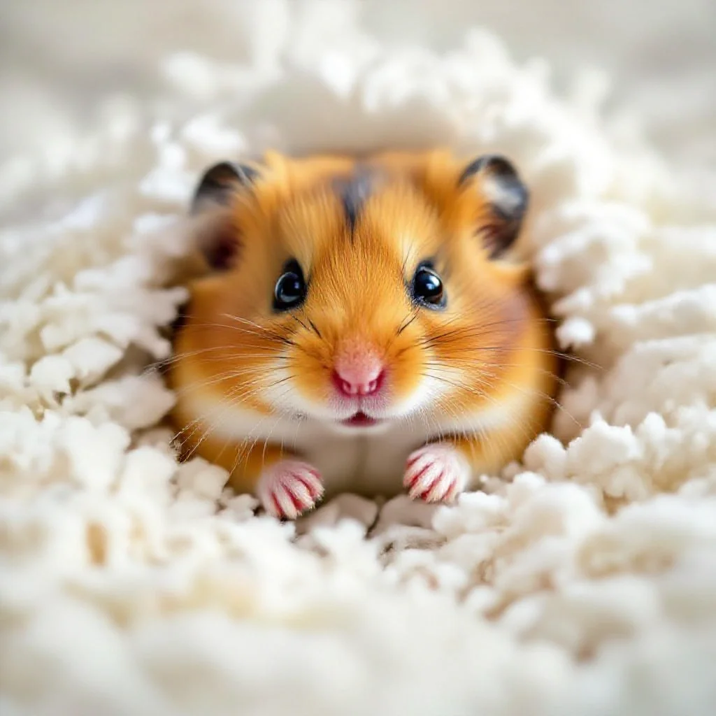 Hamster dans ses copeaux