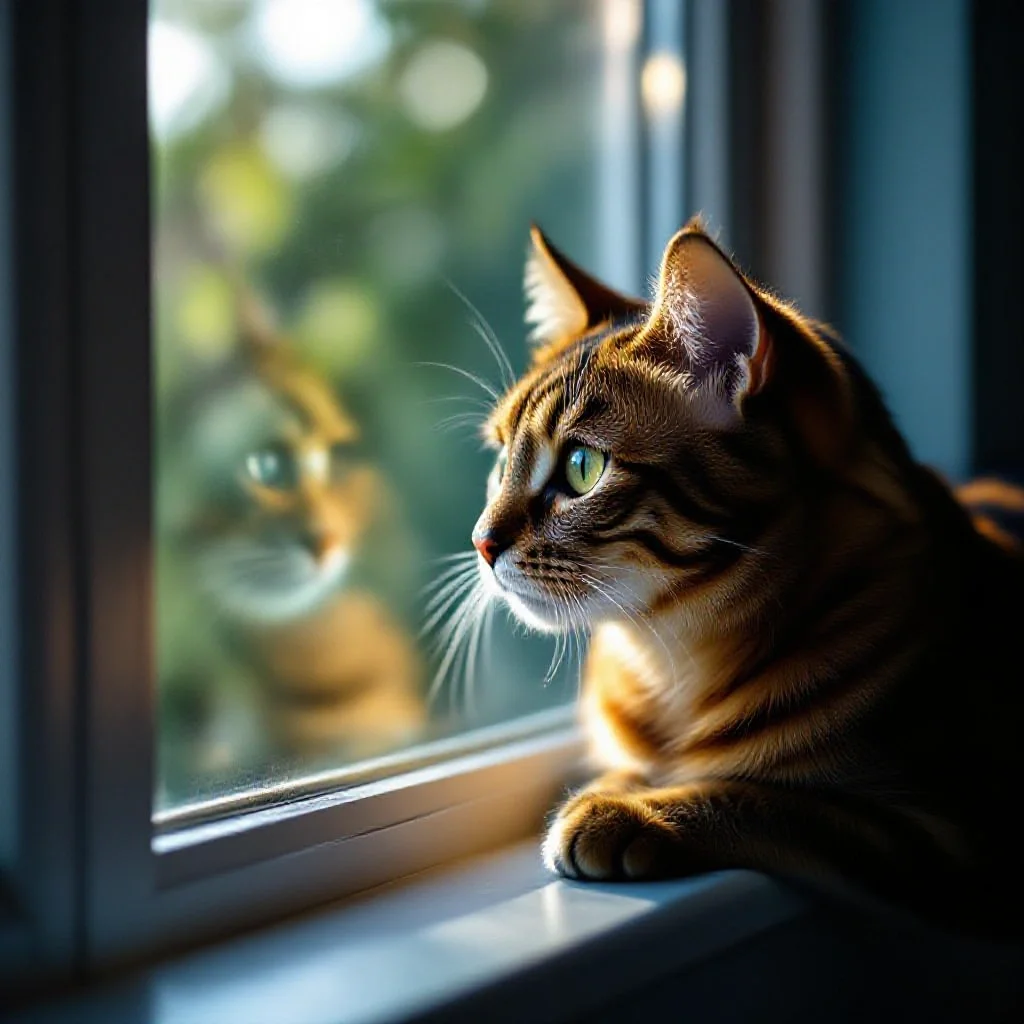 Chat regardant par la fenêtre