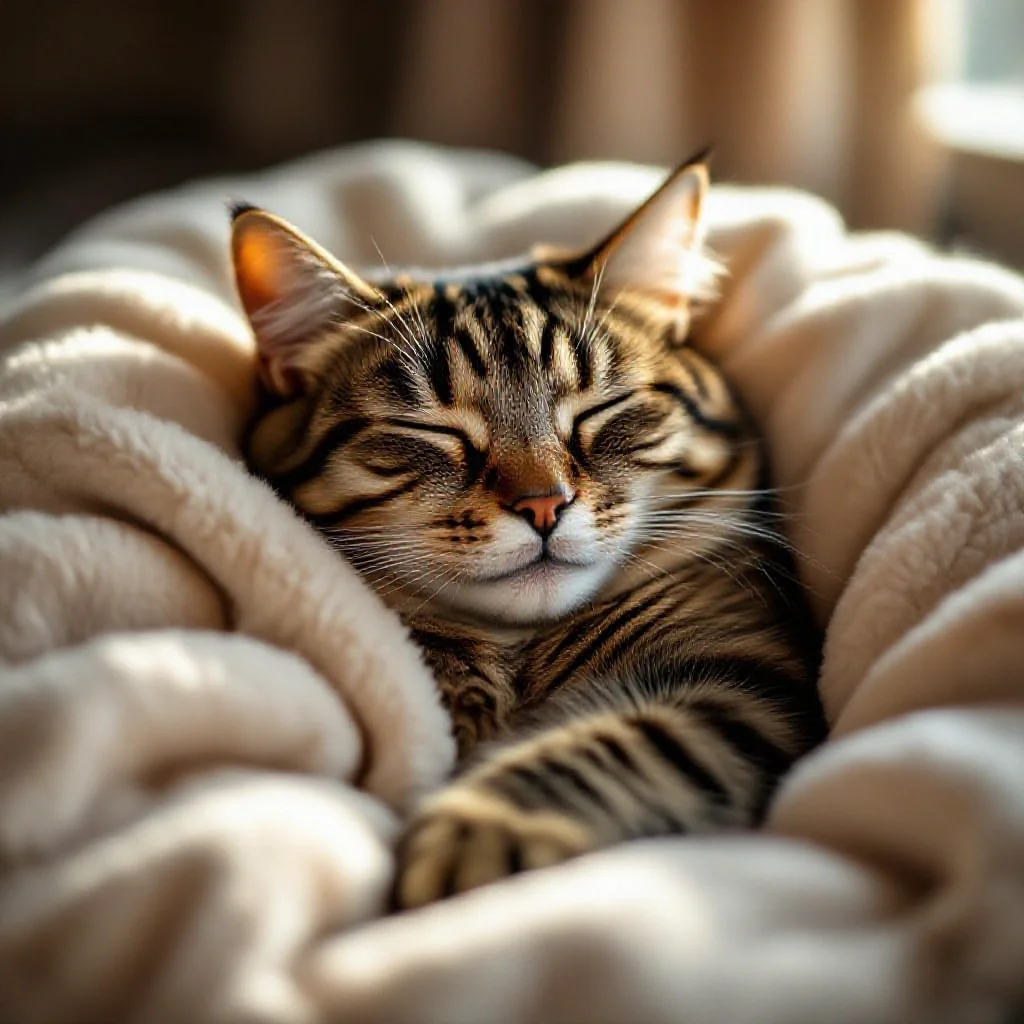 Chat senior dormant paisiblement